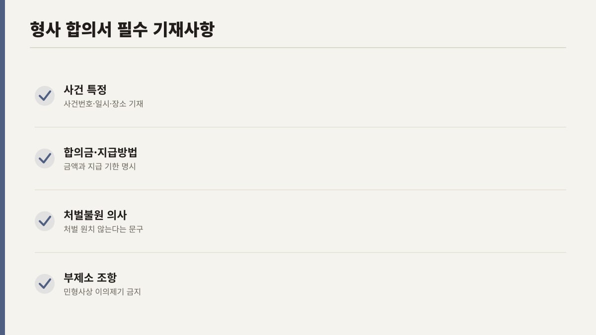 형사 합의금 산정 요소와 합의서 필수 기재사항