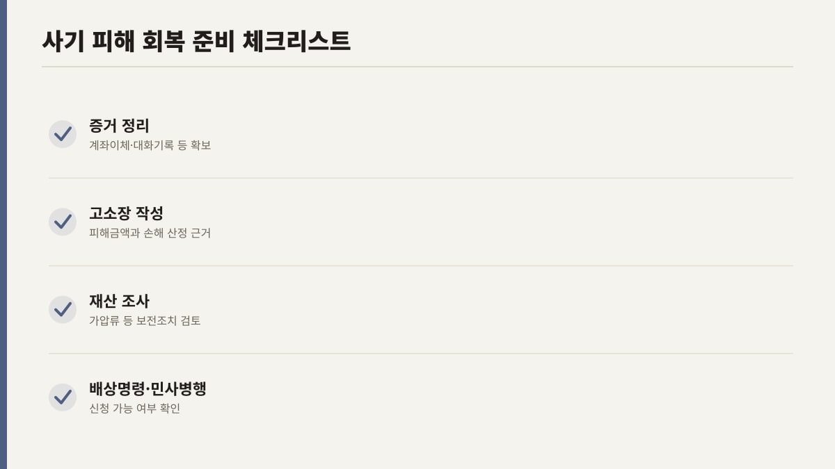 사기죄 고소와 민사소송 병행 피해 회복 준비 체크리스트
