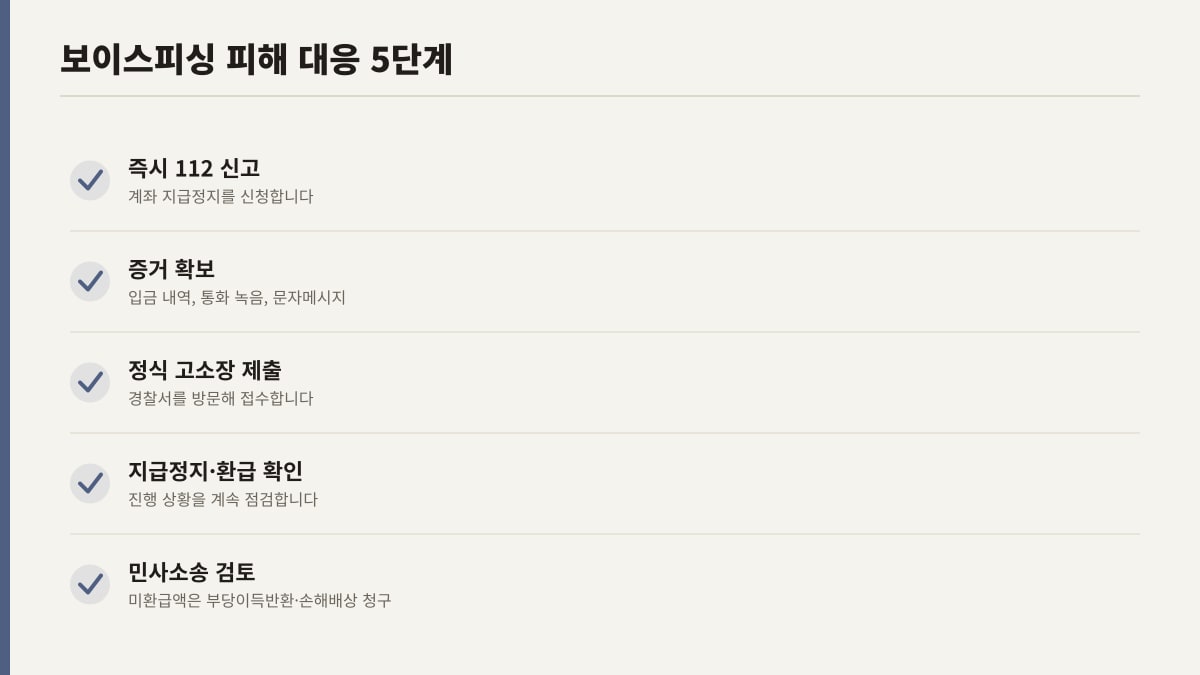 보이스피싱 피해 대응 신고부터 민사소송까지 5단계 체크리스트