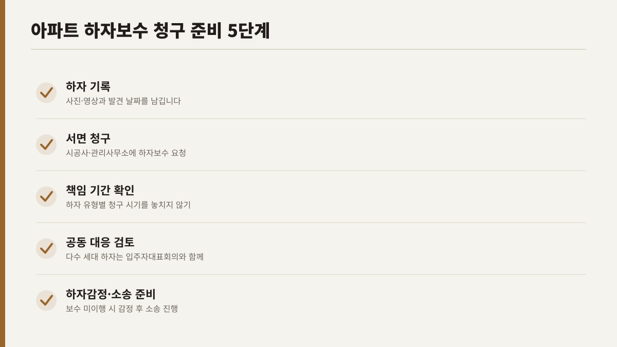 아파트 하자보수 청구 준비 5단계 체크리스트