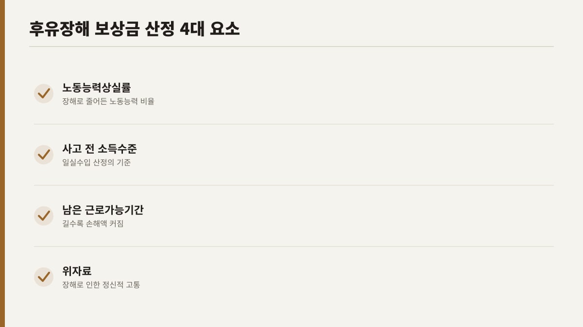 교통사고 후유장해 보상금 산정 4대 요소 다이어그램