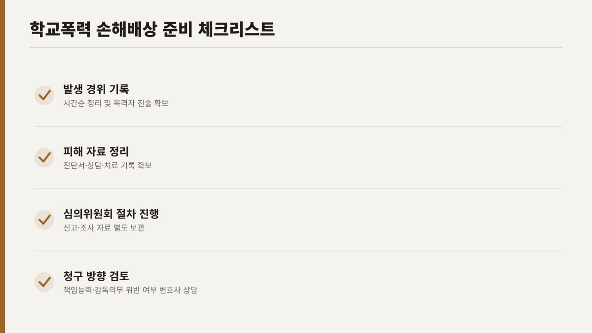 학교폭력 손해배상 청구 준비사항 체크리스트