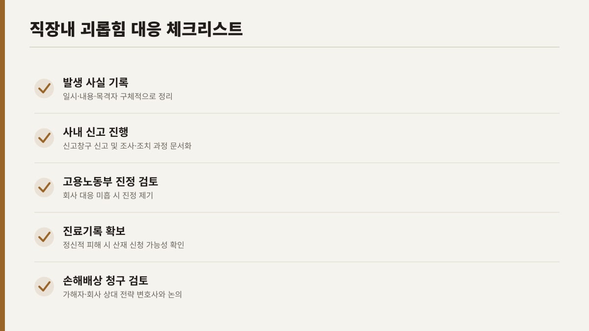 직장 내 괴롭힘 피해자 대응 준비사항 체크리스트