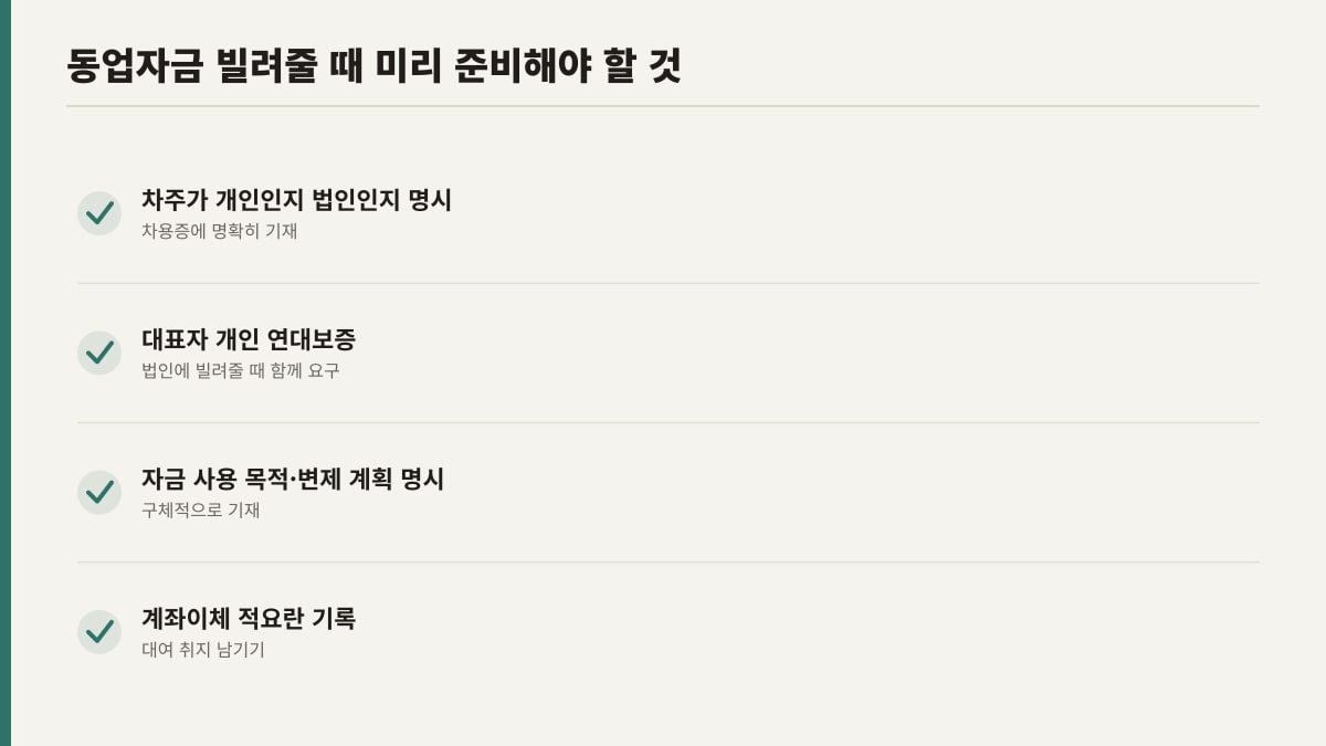 동업자금 빌려줄 때 미리 준비해야 할 4가지