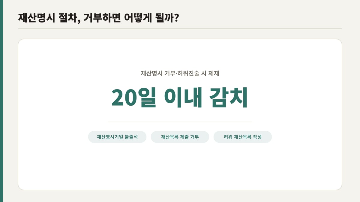 재산명시 불출석·허위진술 시 20일 이내 감치 제재