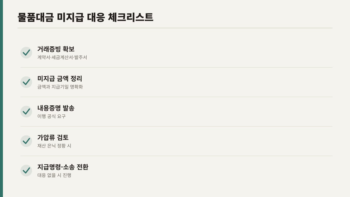 물품대금 미지급 대응 체크리스트