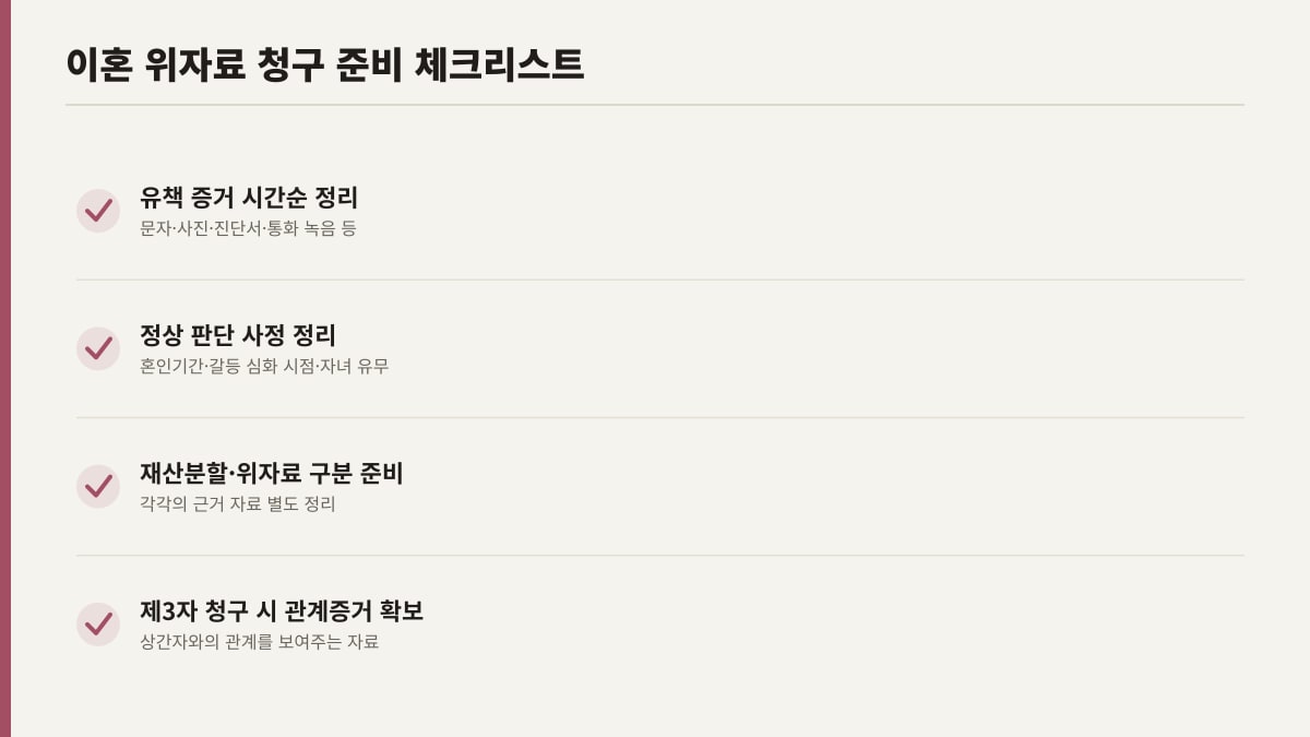 이혼 위자료 청구 준비 체크리스트