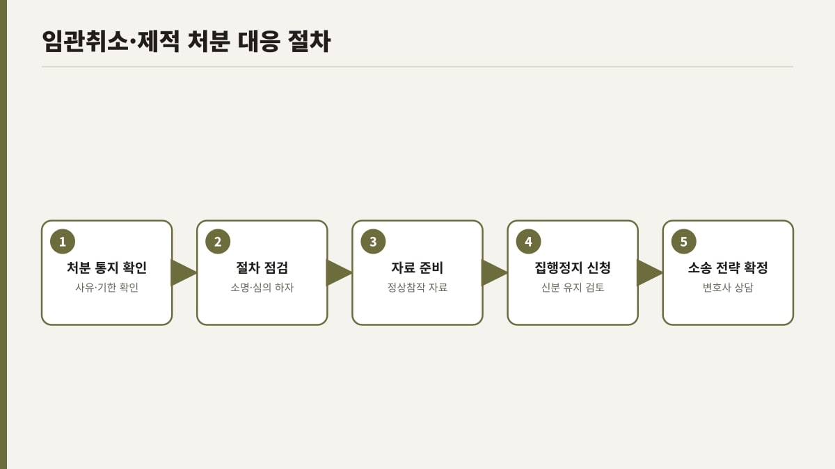 임관취소·제적 처분 불복 대응 절차 순서도