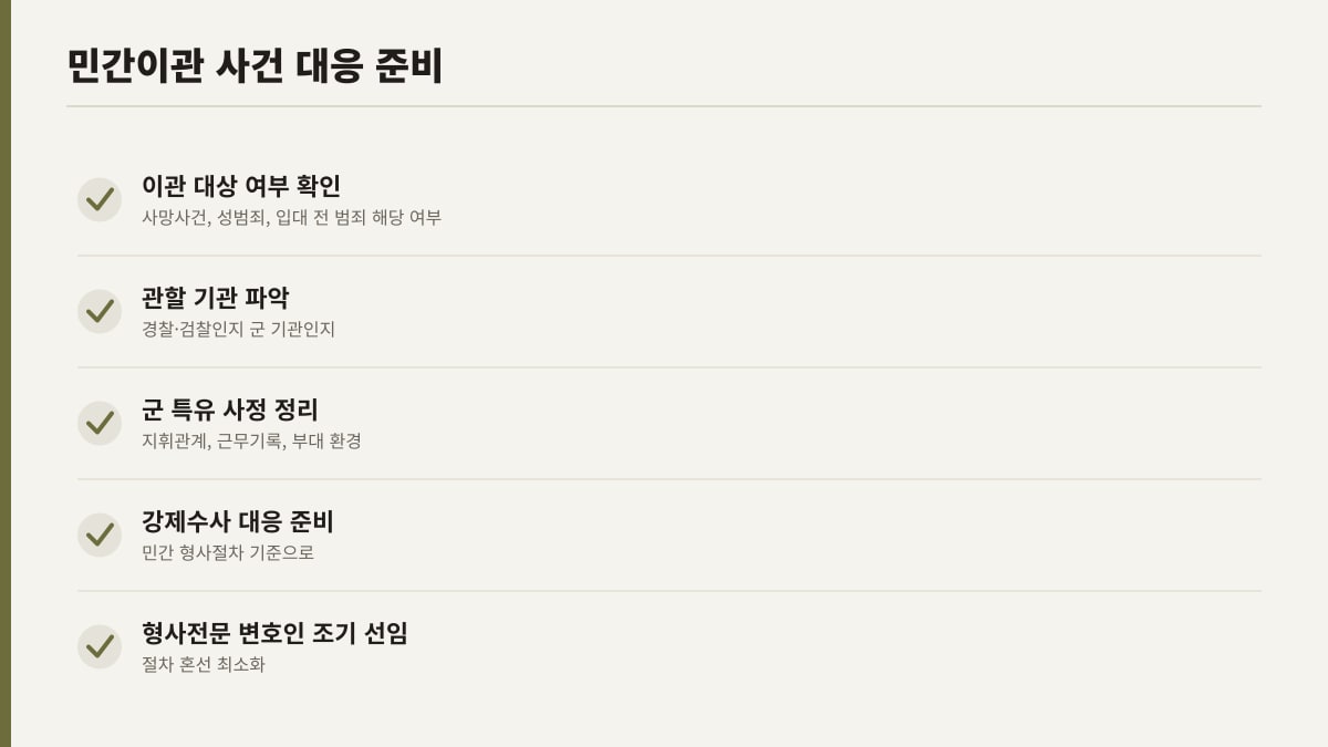 군사법원 민간이관 사건 대응 준비 체크리스트